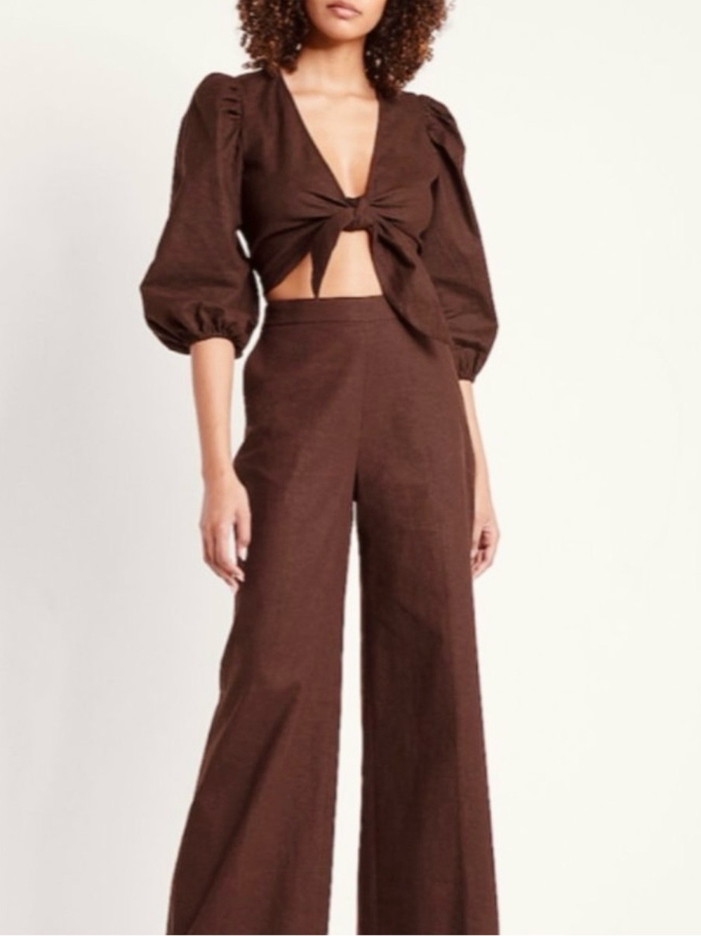 House of Harlow Chocolate Brown Linen Pants